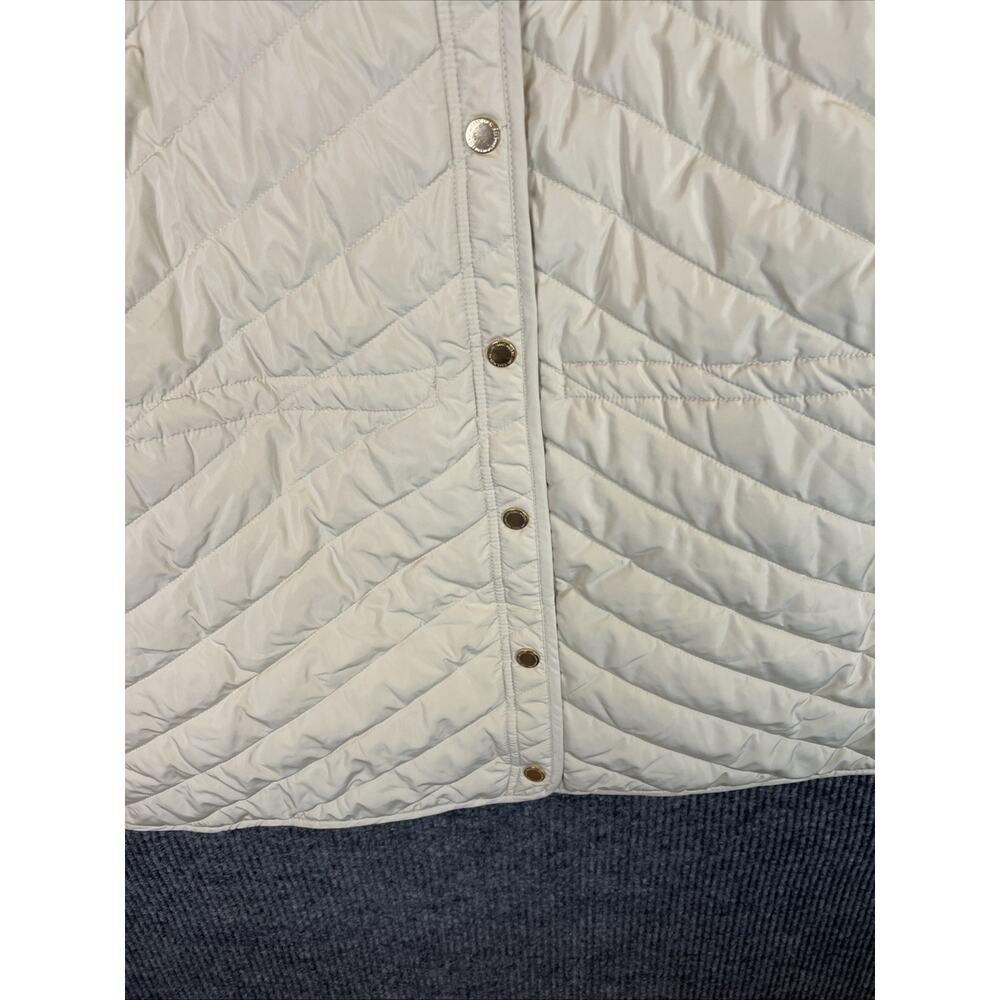 Isaac Mizrahi Live Womens Vest Large Cream Quilted Snap Front Pockets Preppy - Picture 4 of 11